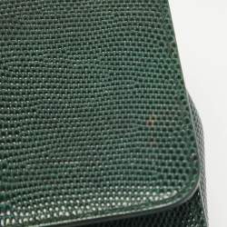 Pre Owned Dolce & Gabbana Green Lizard Embossed Leather Small Miss Monica Top Handle Bag