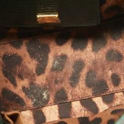 Pre Owned Dolce & Gabbana Green Lizard Embossed Leather Small Miss Monica Top Handle Bag