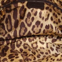 Pre Owned Dolce & Gabbana Brown Leather Multi Chain Shoulder Bag