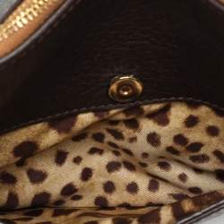 Pre Owned Dolce & Gabbana Brown Leather Multi Chain Shoulder Bag