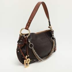 Pre Owned Dolce & Gabbana Brown Leather Multi Chain Shoulder Bag