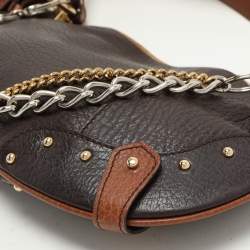 Pre Owned Dolce & Gabbana Brown Leather Multi Chain Shoulder Bag