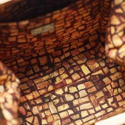 Pre Owned Dolce & Gabbana Multicolor Printed Fabric and Crocodile Frame Top Handle Bag
