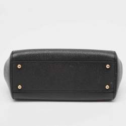 Pre Owned Dolce & Gabbana Black Leather Medium Miss Sicily Top Handle Bag