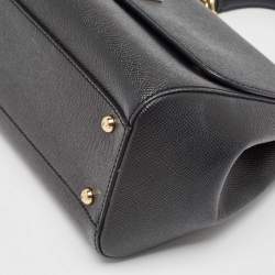Pre Owned Dolce & Gabbana Black Leather Medium Miss Sicily Top Handle Bag