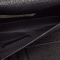 Pre Owned Dolce & Gabbana Black Leather Miss Sicily Von Embellished Wallet On Chain