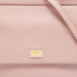 Pre Owned Dolce & Gabbana Pink Leather Medium Miss Sicily Top Handle Bag