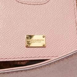 Pre Owned Dolce & Gabbana Pink Leather Medium Miss Sicily Top Handle Bag