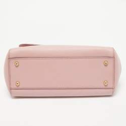 Pre Owned Dolce & Gabbana Pink Leather Medium Miss Sicily Top Handle Bag