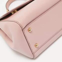 Pre Owned Dolce & Gabbana Pink Leather Medium Miss Sicily Top Handle Bag