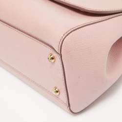 Pre Owned Dolce & Gabbana Pink Leather Medium Miss Sicily Top Handle Bag