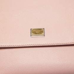 Pre Owned Dolce & Gabbana Pink Leather Medium Miss Sicily Top Handle Bag