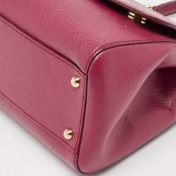 Pre Owned Dolce & Gabbana Magenta Leather Medium Miss Sicily Top Handle Bag