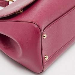 Pre Owned Dolce & Gabbana Magenta Leather Medium Miss Sicily Top Handle Bag