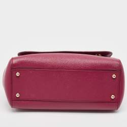 Pre Owned Dolce & Gabbana Magenta Leather Medium Miss Sicily Top Handle Bag