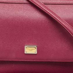 Pre Owned Dolce & Gabbana Magenta Leather Medium Miss Sicily Top Handle Bag