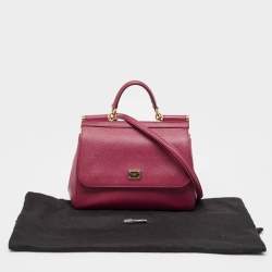 Pre Owned Dolce & Gabbana Magenta Leather Medium Miss Sicily Top Handle Bag