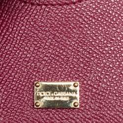 Pre Owned Dolce & Gabbana Magenta Leather Medium Miss Sicily Top Handle Bag