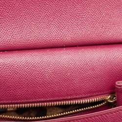 Pre Owned Dolce & Gabbana Magenta Leather Medium Miss Sicily Top Handle Bag