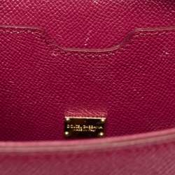 Pre Owned Dolce & Gabbana Magenta Leather Medium Miss Sicily Top Handle Bag