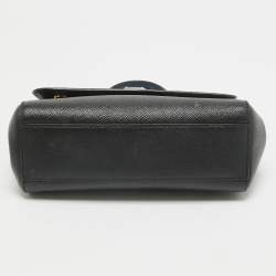 مملوكة مسبقًا Dolce & Gabbana Black Leather Small Studded Miss Sicily Top Handle Bag