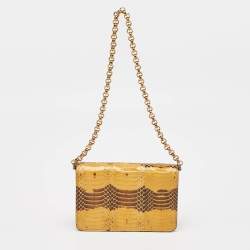 Dolce & Gabbana Yellow Snakeskin Leather DG Miss Ginevra Shoulder Bag