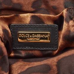 Pre Owned Dolce & Gabbana Black Crochet Embellished Frame Chain Bag