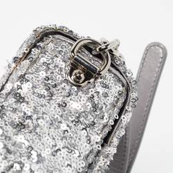 Dolce & Gabbana Silver Sequins and Leather DG Millennials Crossbody Bag