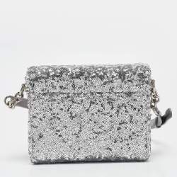 Dolce & Gabbana Silver Sequins and Leather DG Millennials Crossbody Bag