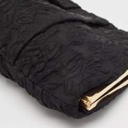 Dolce & Gabbana Black Brocade Fabric Frame Clutch