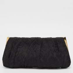 Dolce & Gabbana Black Brocade Fabric Frame Clutch
