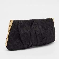 Dolce & Gabbana Black Brocade Fabric Frame Clutch