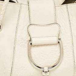 Pre Owned Dolce & Gabbana Off White Leather D Ring Flap Shoulder Bag