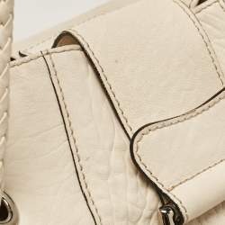 Pre Owned Dolce & Gabbana Off White Leather D Ring Flap Shoulder Bag