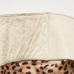 Pre Owned Dolce & Gabbana Off White Leather D Ring Flap Shoulder Bag