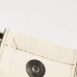 Pre Owned Dolce & Gabbana Off White Leather D Ring Flap Shoulder Bag