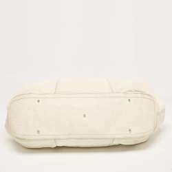 Pre Owned Dolce & Gabbana Off White Leather D Ring Flap Shoulder Bag