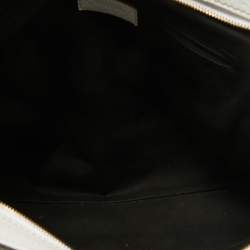 Pre Owned Dolce & Gabbana White Leather Logo Frame Satchel