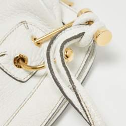 Pre Owned Dolce & Gabbana White Leather Logo Frame Satchel