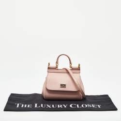 Pre Owned Dolce & Gabbana Baby Pink Leather Mini Sicily Bag