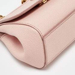 Pre Owned Dolce & Gabbana Baby Pink Leather Mini Sicily Bag