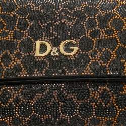 Pre Owned Dolce & Gabbana Black Crystals Satin Sasha Chain Bag