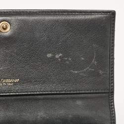 Dolce & Gabbana Black Patent Leather Logo Flap Continental Wallet