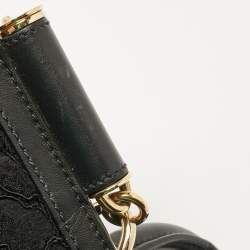Pre Owned Dolce & Gabbana Black Lace Fabric Large Miss Sicily Top Handle Bag