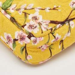 Pre Owned Dolce and Gabbana Yellow Floral Print Canvas Glam Shoulder Bag