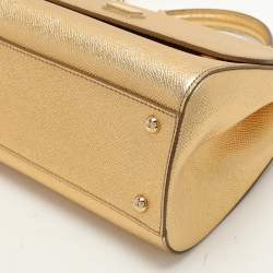 Pre Owned Dolce & Gabbana Gold Leather Medium Miss Sicily Top Handle Bag