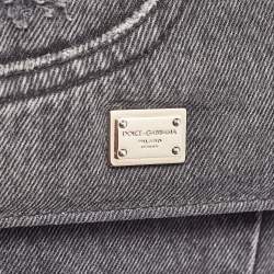 Pre Owned Dolce & Gabbana Black Patchwork Distressed Denim Medium Sicily Top Handle Bag