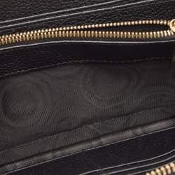 Pre Owned Dolce & Gabbana Black Leather Zip Continental Wallet