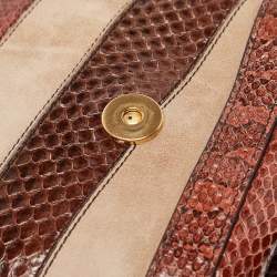 Pre Owned Dolce & Gabbana Multicolor Suede and Python Stripe Miss Sicily Top Handle Bag