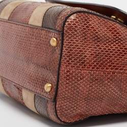 Pre Owned Dolce & Gabbana Multicolor Suede and Python Stripe Miss Sicily Top Handle Bag